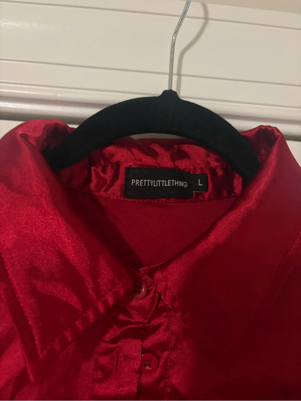 Women's Red Satin Collared Jacket